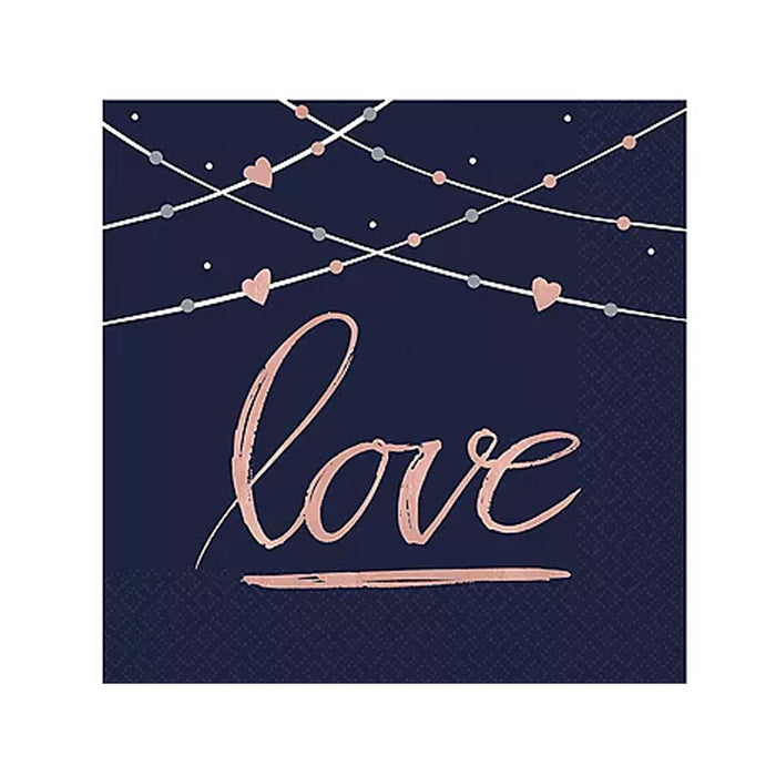 Navy Love Beverage Napkins | 16 ct.