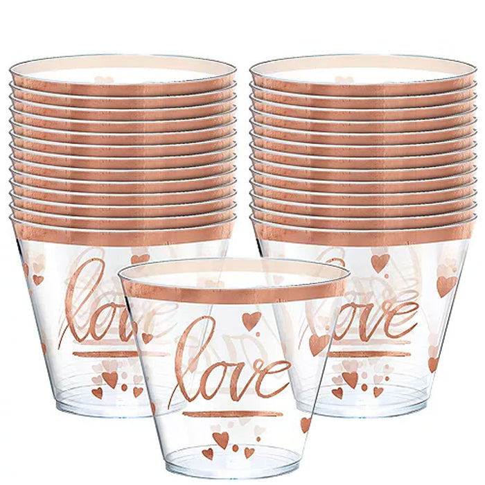 Rose Gold Love Plastic Tumblers 9oz. | 30ct