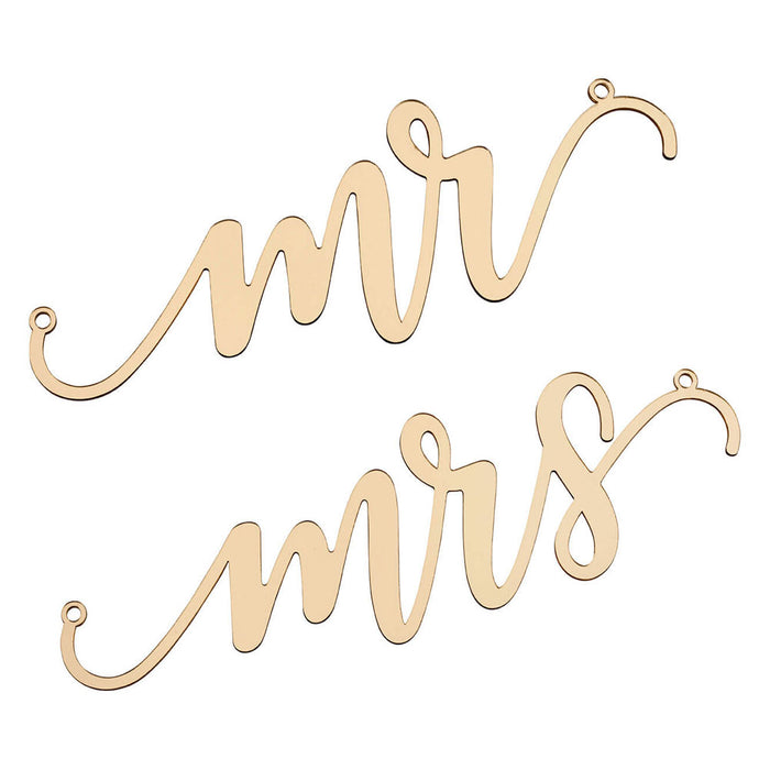 Gold Laser Cut Mr and Mrs Chair Signs | 1 pr