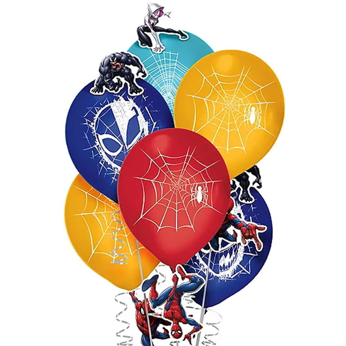 12" Spider-Man Webbed Wonder Latex Balloon Pack w/ Decorating Kit | 6 balloons