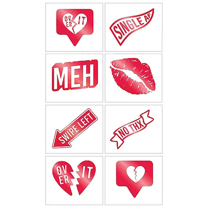 Anti-Valentine's Day Red Foil Tattoos | 8ct