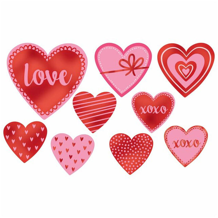 Valentines Day Hearts 6.5" to 12" Cardstock Cutouts | 9ct