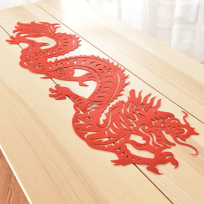 Chinese New Year Red Dragon Die-Cut Felt Table Runner, 51in | 1ct