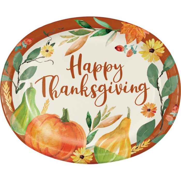 Giving Thanks Oval Paper Plates | 8 ct