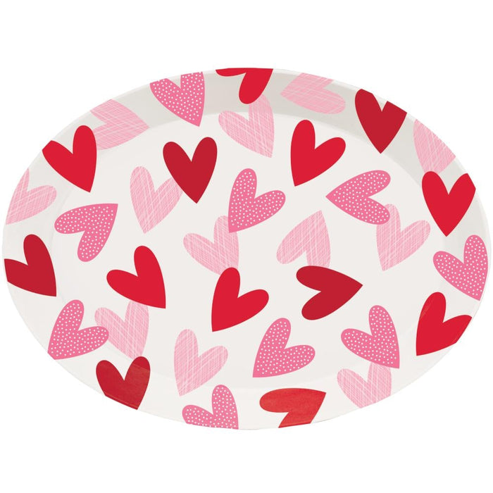 Valentine's Oval Plastic Hearts Tray | 1 ct