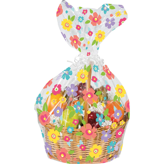 Easter Basket Spring Floral Cello Bag 25"x24" | 1ct