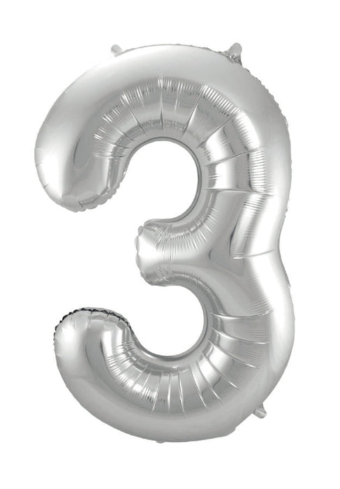 Silver Jumbo Number Balloons 34"