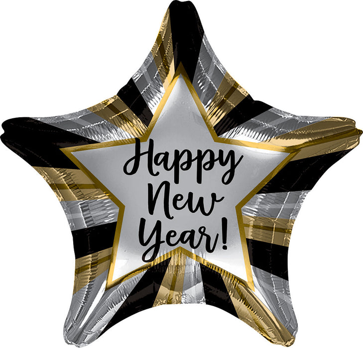 Happy New Year Radiant Star Mylar Balloon 19" | 1ct