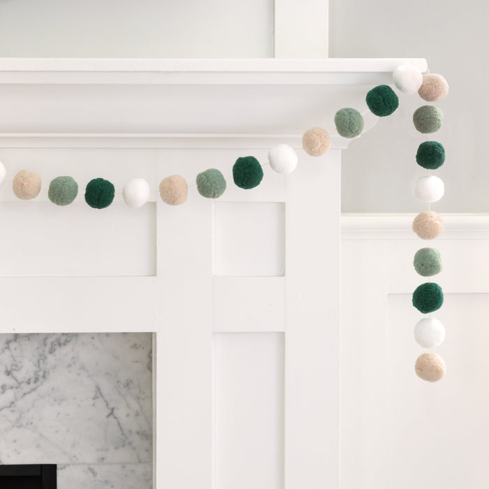 Fresh Greens Pom Pom Garland 4.5' | 1ct