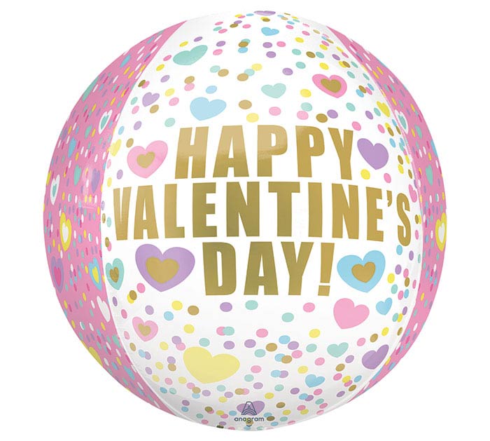 Valentines Orbz Pastel Hearts/Dots Balloon 16" | 1 ct