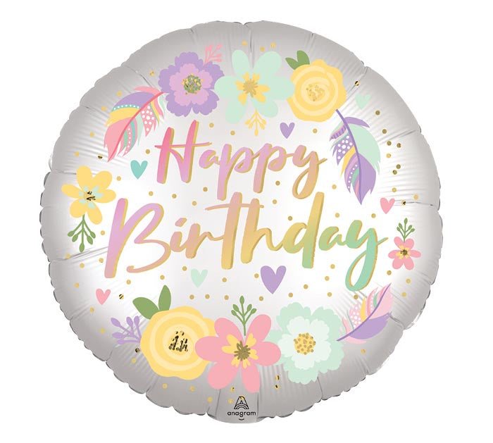 Boho Birthday Flower Satin Balloon - 18" | 1 ct.