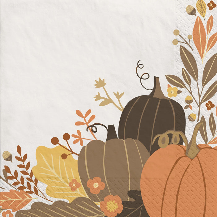 Thanksgiving Golden Autumn Dinner Napkins | 16 ct