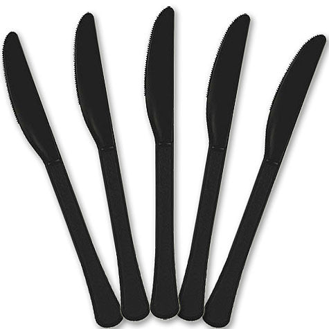 Jet Black Plastic Knives | 20ct