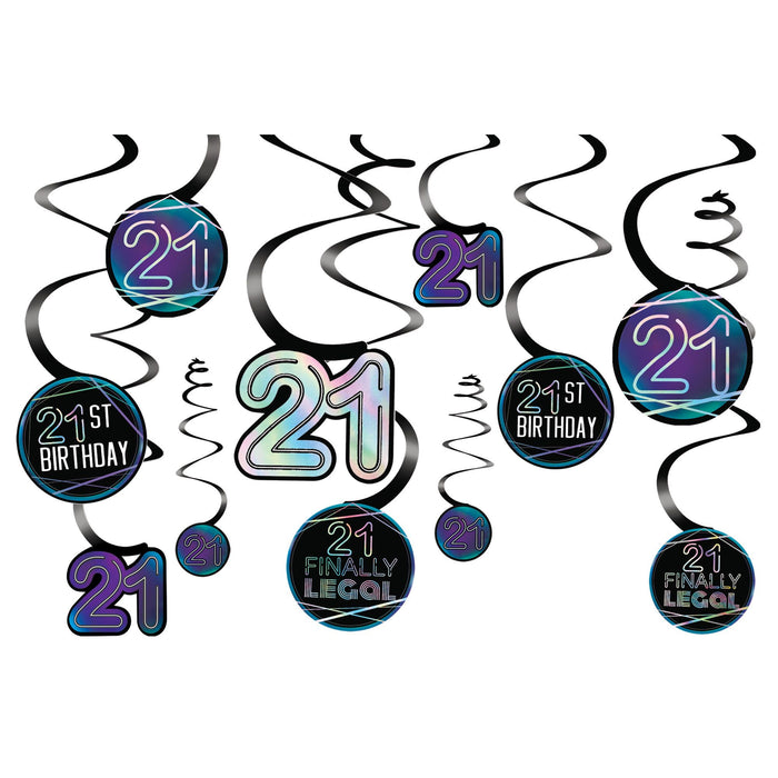 Finally 21 Swirl Decorations 12pk  | 1 ct