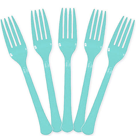 Robin's Egg Blue Plastic Forks | 20ct