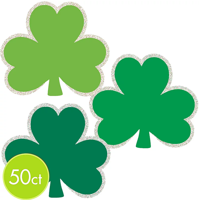 Glitter St. Patrick's Day Shamrock Cutouts | 50ct