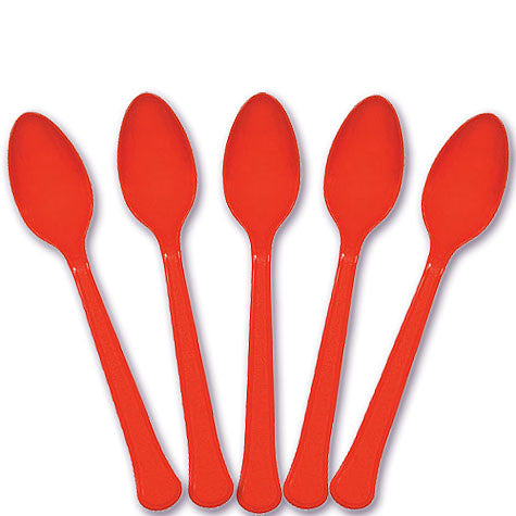 Apple Red Plastic Spoons | 20ct