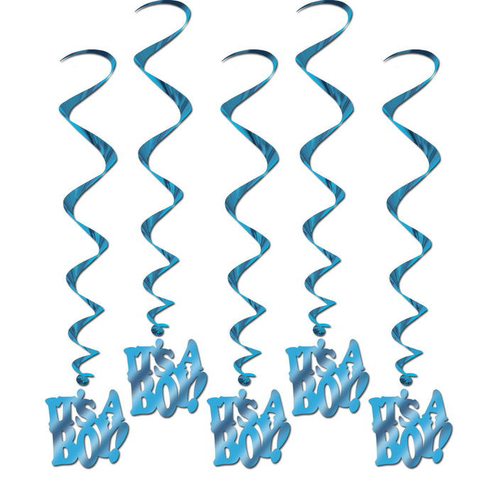 It's A Boy Blue Swirl Hanging Decorations | 5ct