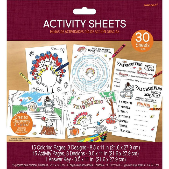 Thanksgiving Activity Sheets | 30ct