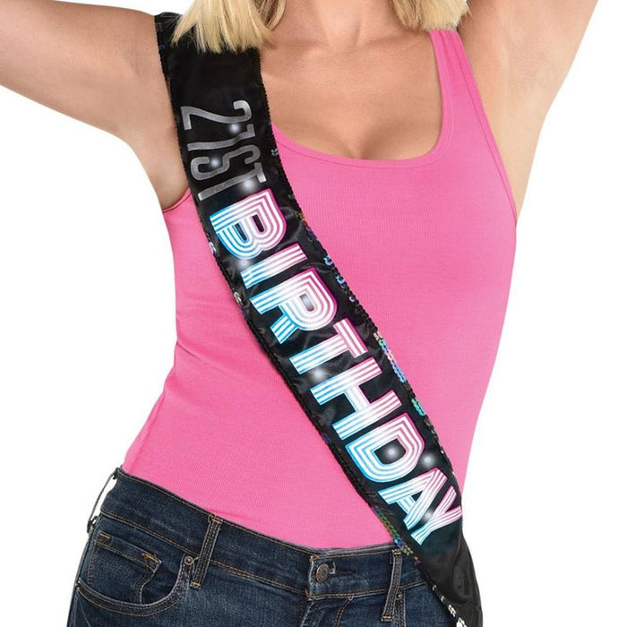 Finally 21 Light-Up Sash 30" | 1ct