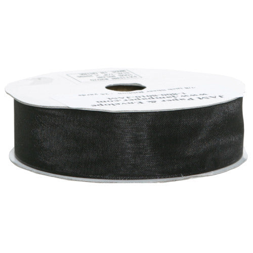 Sheer Black Ribbon w/satin edge | 1.5" 25 yds