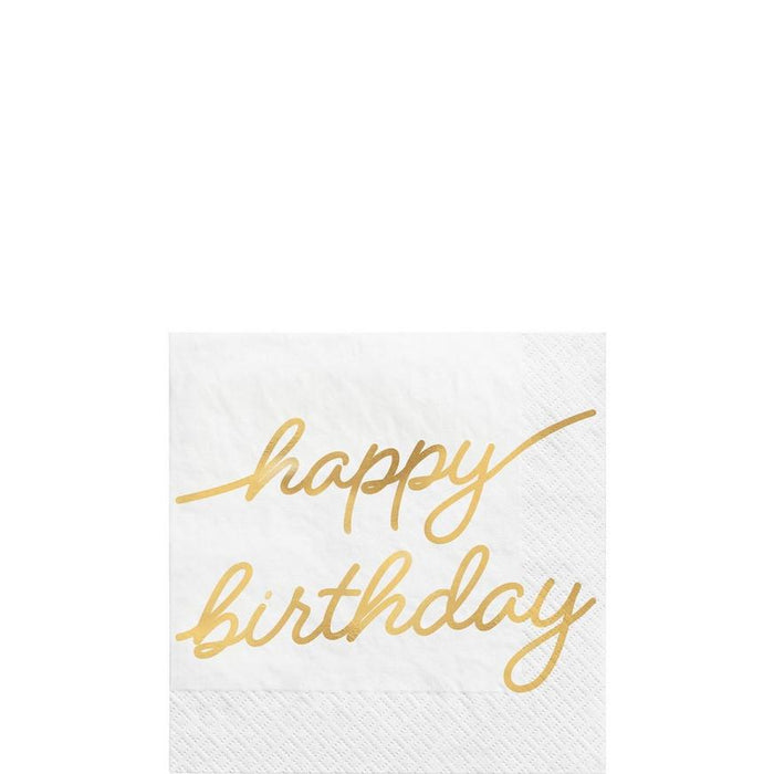 Golden Age Birthday Metallic Gold Paper Napkins 5" | 16ct