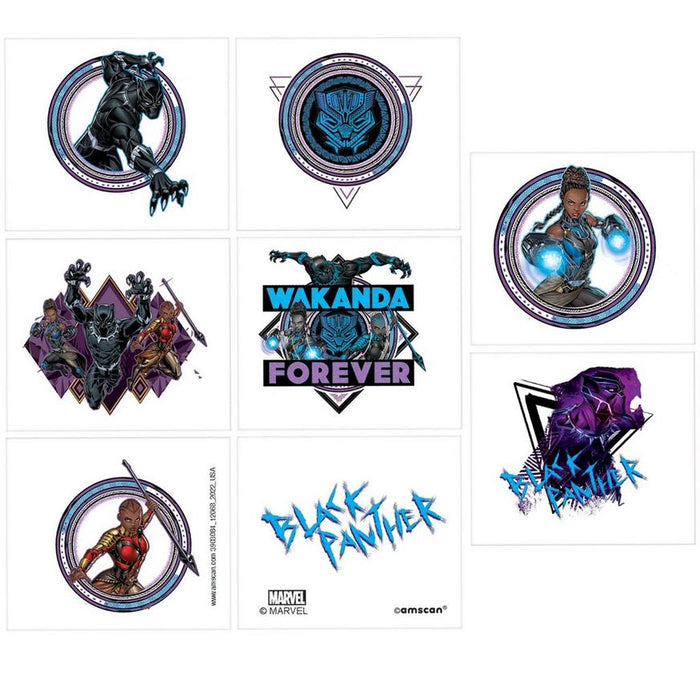 Marvel Black Panther Wakanda Forever Temporary Tattoos 2" | 8pcs