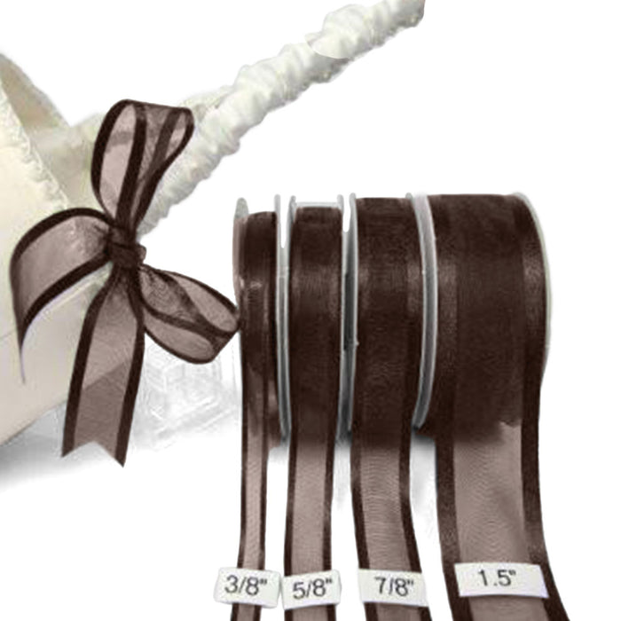 Sheer Brown Ribbon with satin edge | 1.5" 25 yds