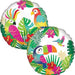 18-inch round mylar ballon with a jungle theme featuring a pink flamingo.