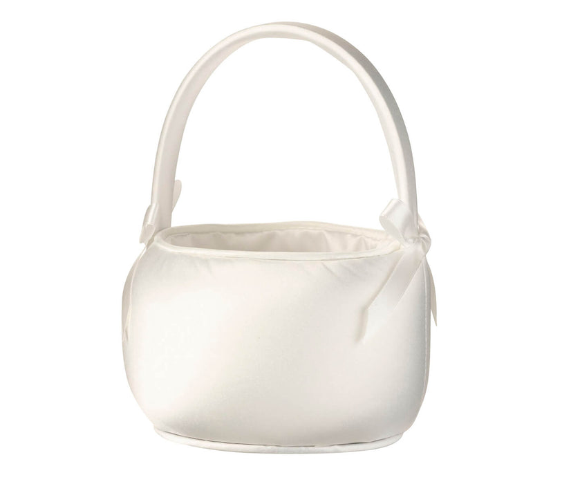 Lillian Rose Off White Satin Flower Girl Basket | 1ct