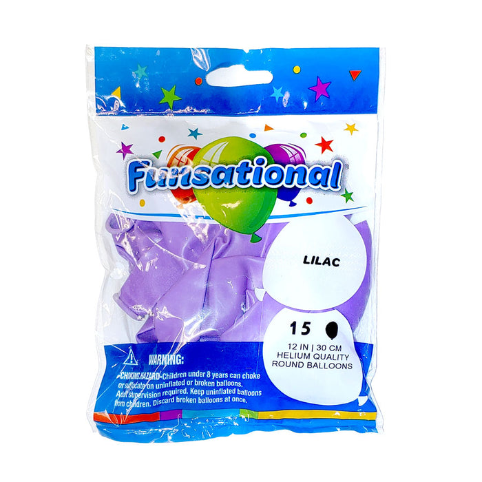 12" Funsational Latex Balloon Pack, Lilac | 15 ct