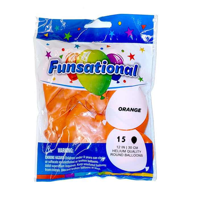 12" Funsational Latex Balloon Pack, Orange | 15 ct