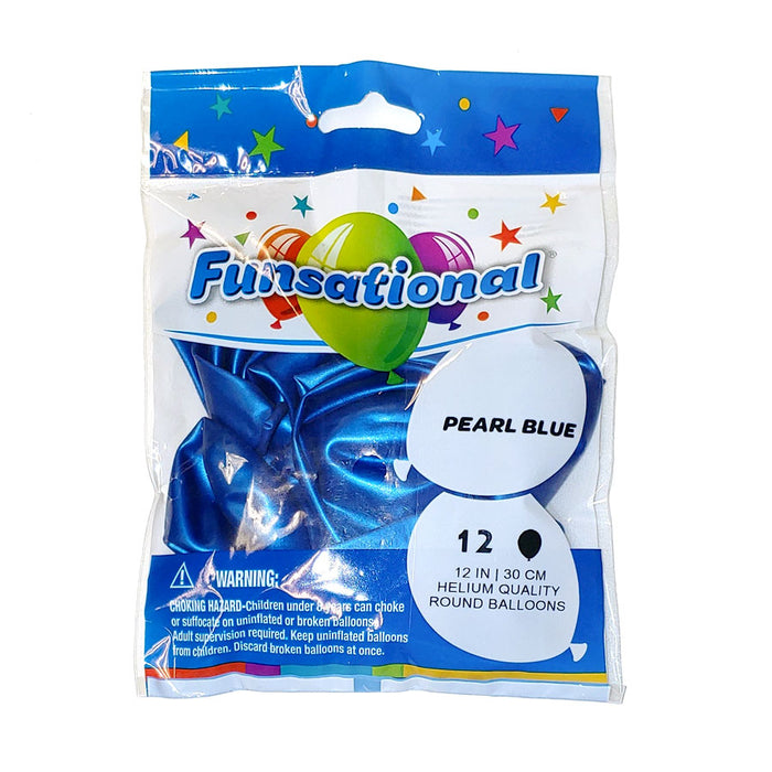 12" Funsational Latex Balloon Pack, Pearl Blue | 12 ct