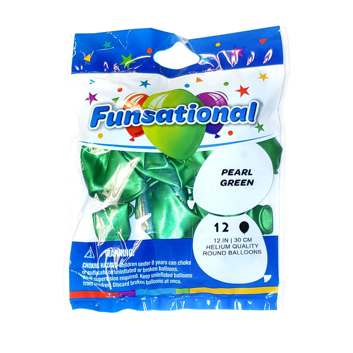 12" Funsational Latex Balloon Pack, Pearl Green | 12 ct