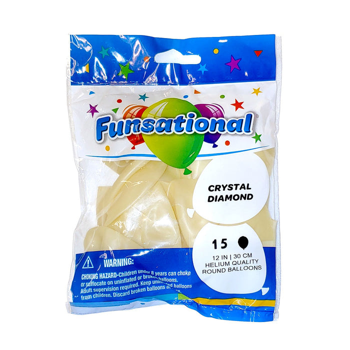 12" Funsational Latex Balloon Pack, Crystal Diamond | 15 ct