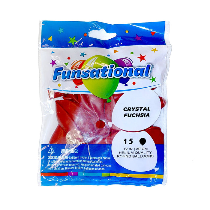 12" Funsational Latex Balloon Pack, Crystal Fuchsia | 15 ct