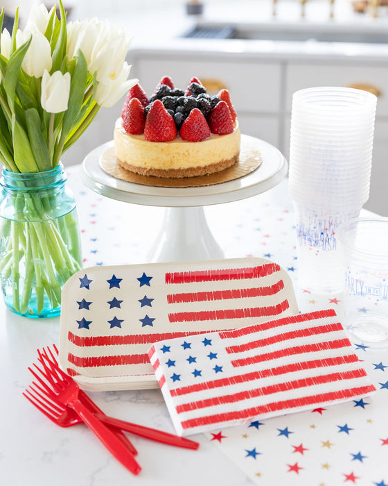 Shaped Paper Plate Scribbled Flag | 8 ct