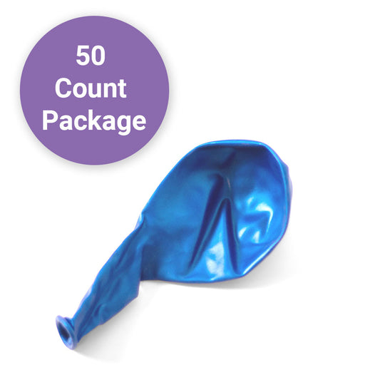 An un-inflated 11-inch Qualatex Pearl Sapphire Blue Latex Balloon.