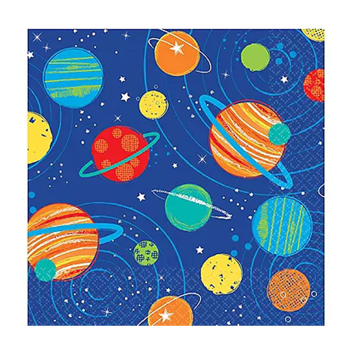 "Blast Off" Space Party Beverage Napkins 5" | 16ct