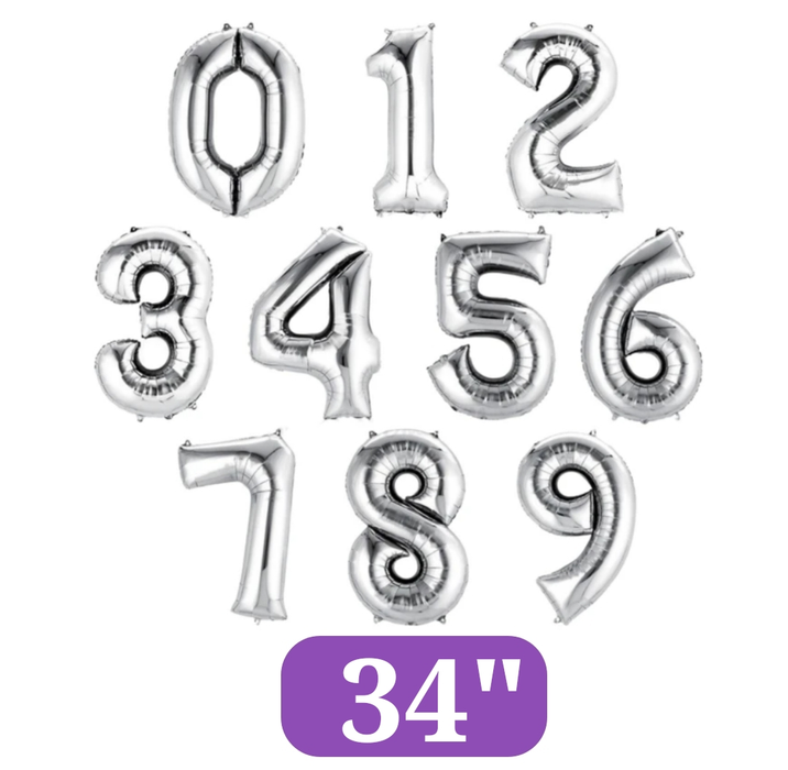 Silver Jumbo Number Balloons 34"