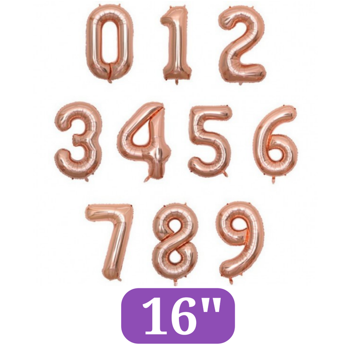 Rose Gold Number Balloons 16"