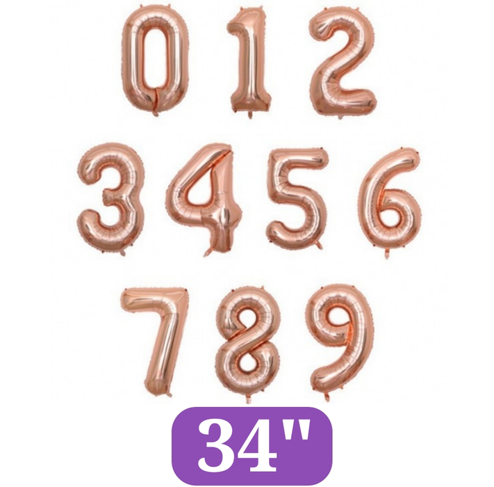 Rose Gold Jumbo Number Balloons 34"