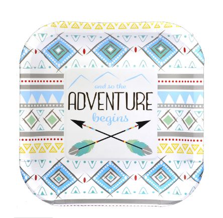 The Adventure Begins Boy Dessert Plates 7" | 8ct