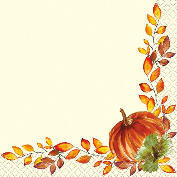 Thanksgiving Watercolor Fall Pumpkin Beverage Napkins 16pk| 1 ct