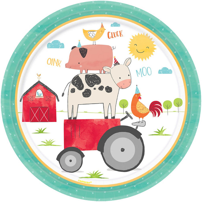 Barnyard Birthday Party Dinner Paper Plates 10.5" | 8ct