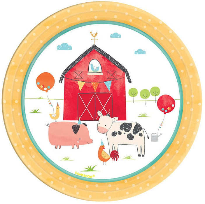 Barnyard Birthday Party Dessert Paper Plates 7" | 8ct