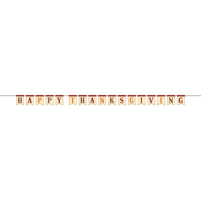 Happy Thanksgiving Shaped Banner w/Ribbon 7" | 1 ct