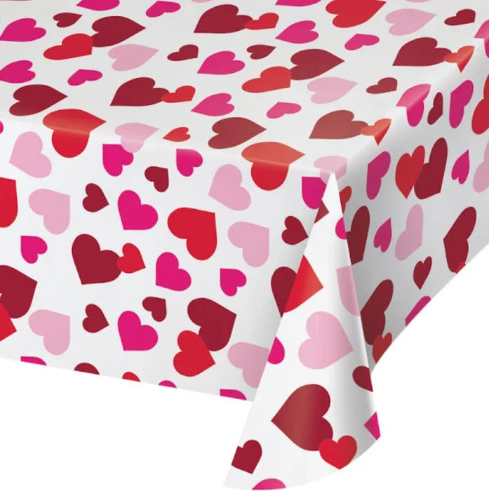 Valentines Hearts Plastic Tablecloth