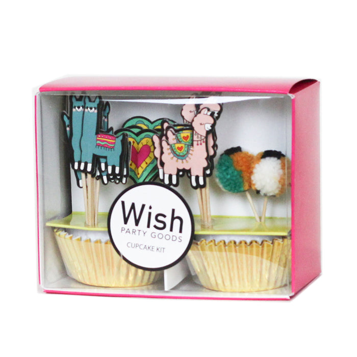 Boho Llama Cupcake Kit | 24 Toppers & Liners