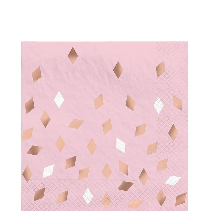 Metallic Blush Birthday Lunch Napkins 6.5in | 16ct